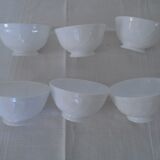 6 white bowls with arcopal twists france