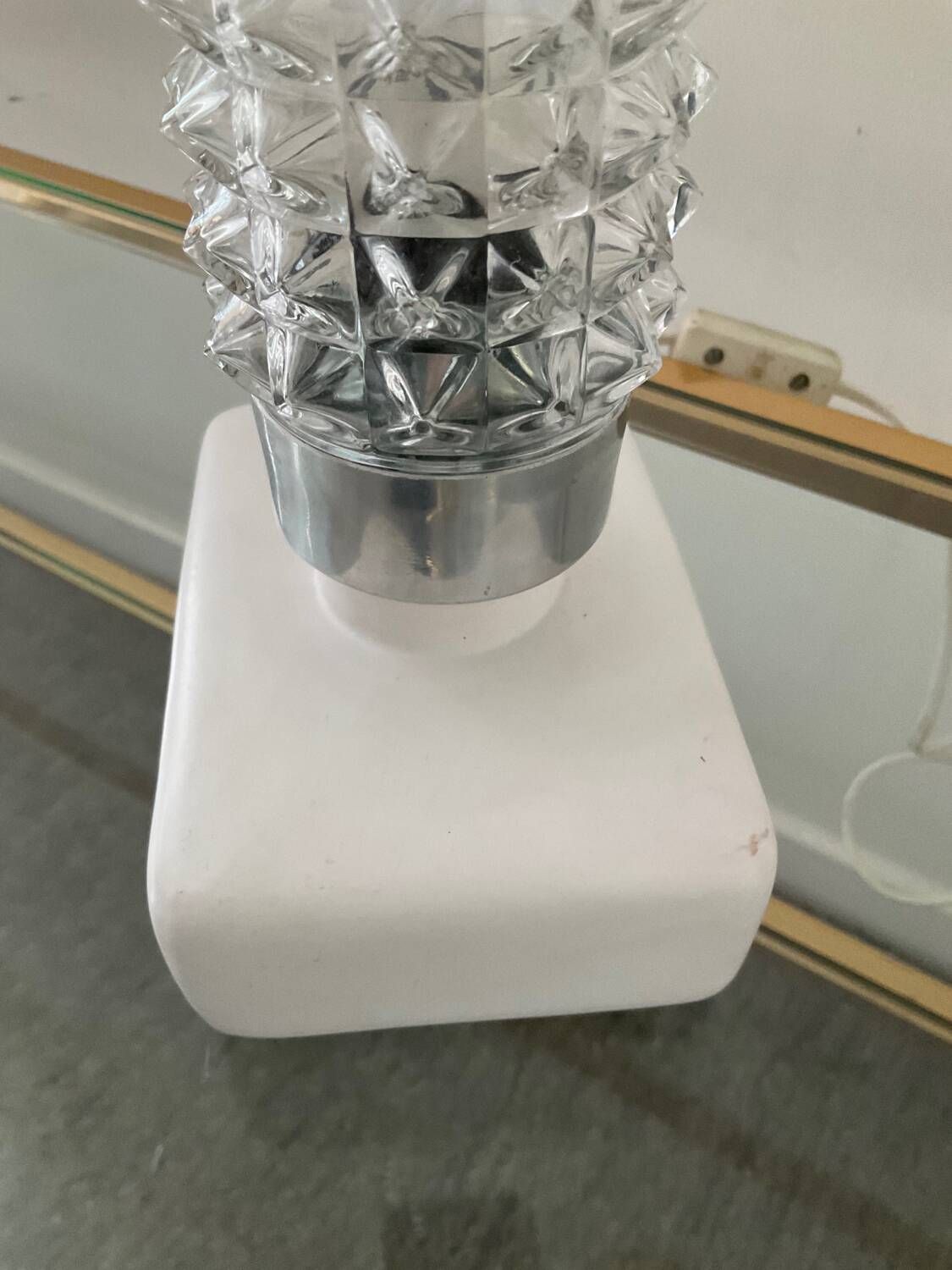 Vintage ceramic and glass lamp from the 70s