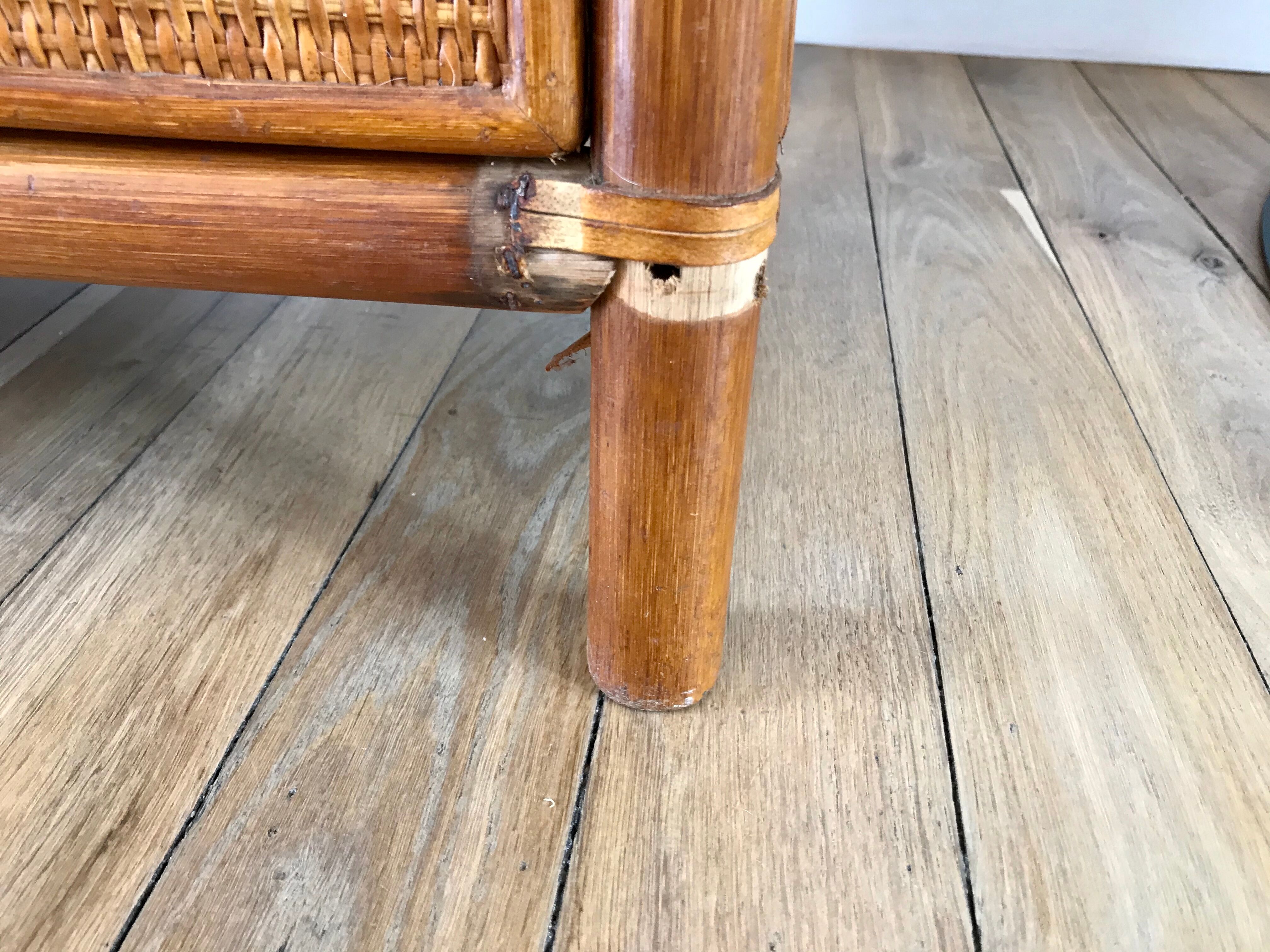 Rattan coffee table and cannage 60s