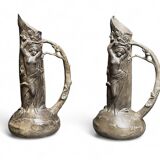 Art Nouveau pair of pewter vases signed W. Hering circa 1900