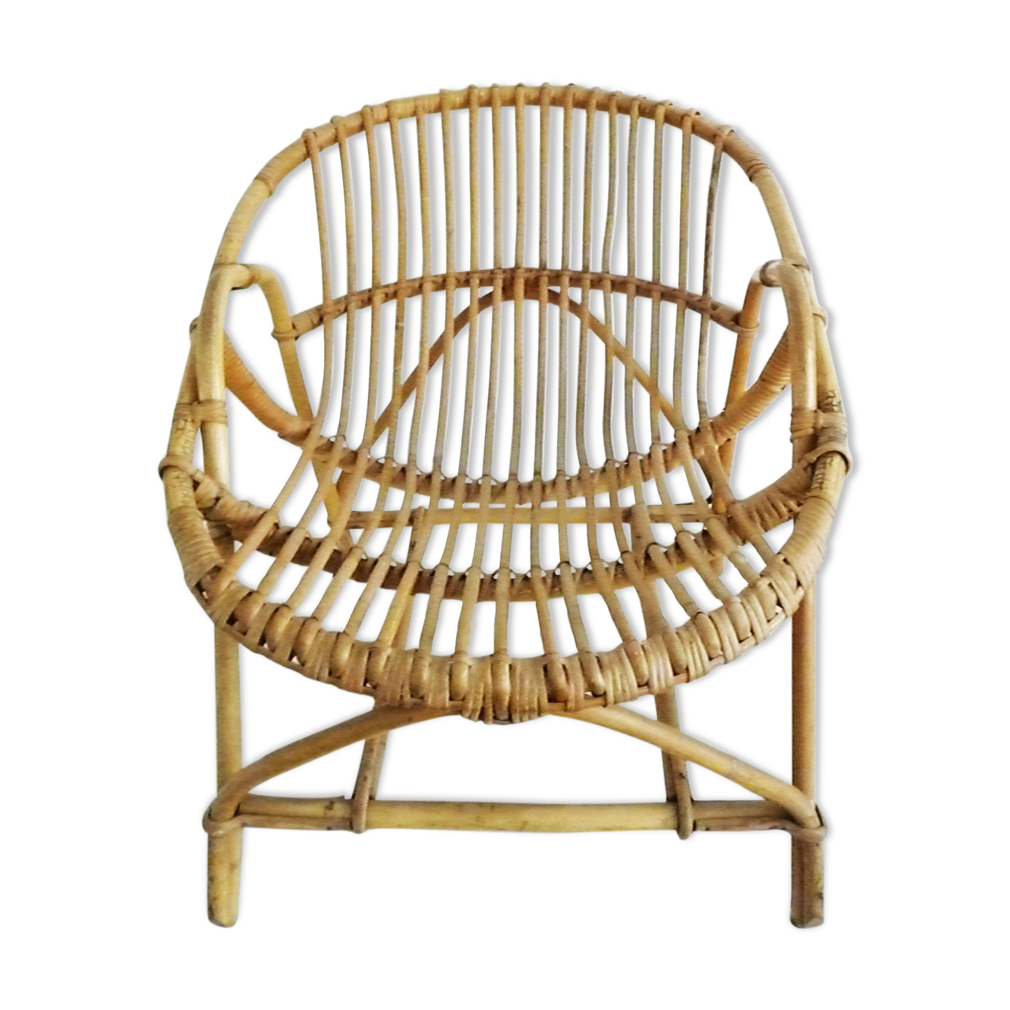 Rattan low armchair, 1960's
