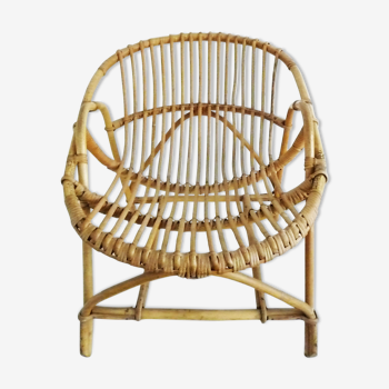 Rattan low armchair, 1960's