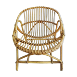 Rattan low armchair, 1960's