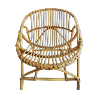 Rattan low armchair, 1960's