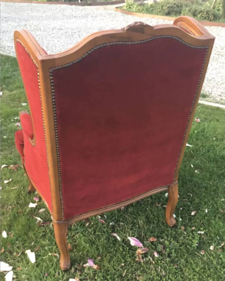 Louis XV style carved wooden winged bergère