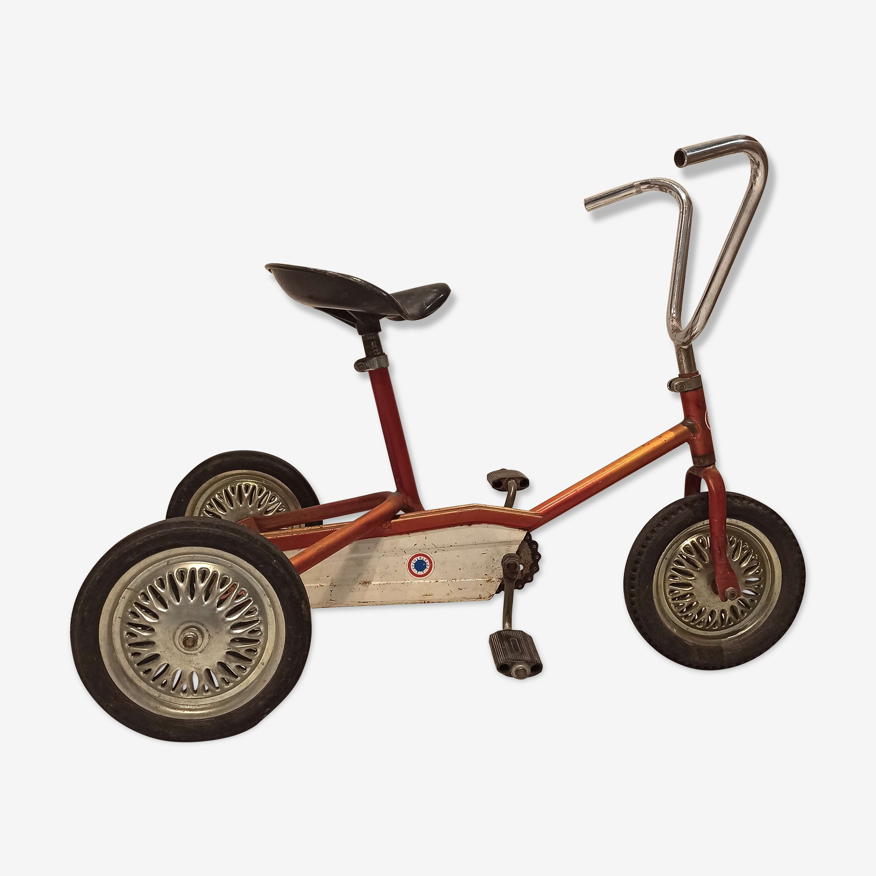 Tricycle enfant des années 1960 métal orange irisé