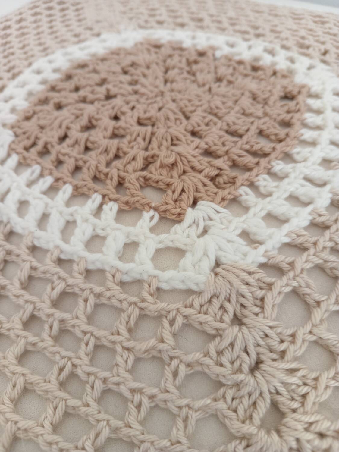 Pair of crocheted cushions