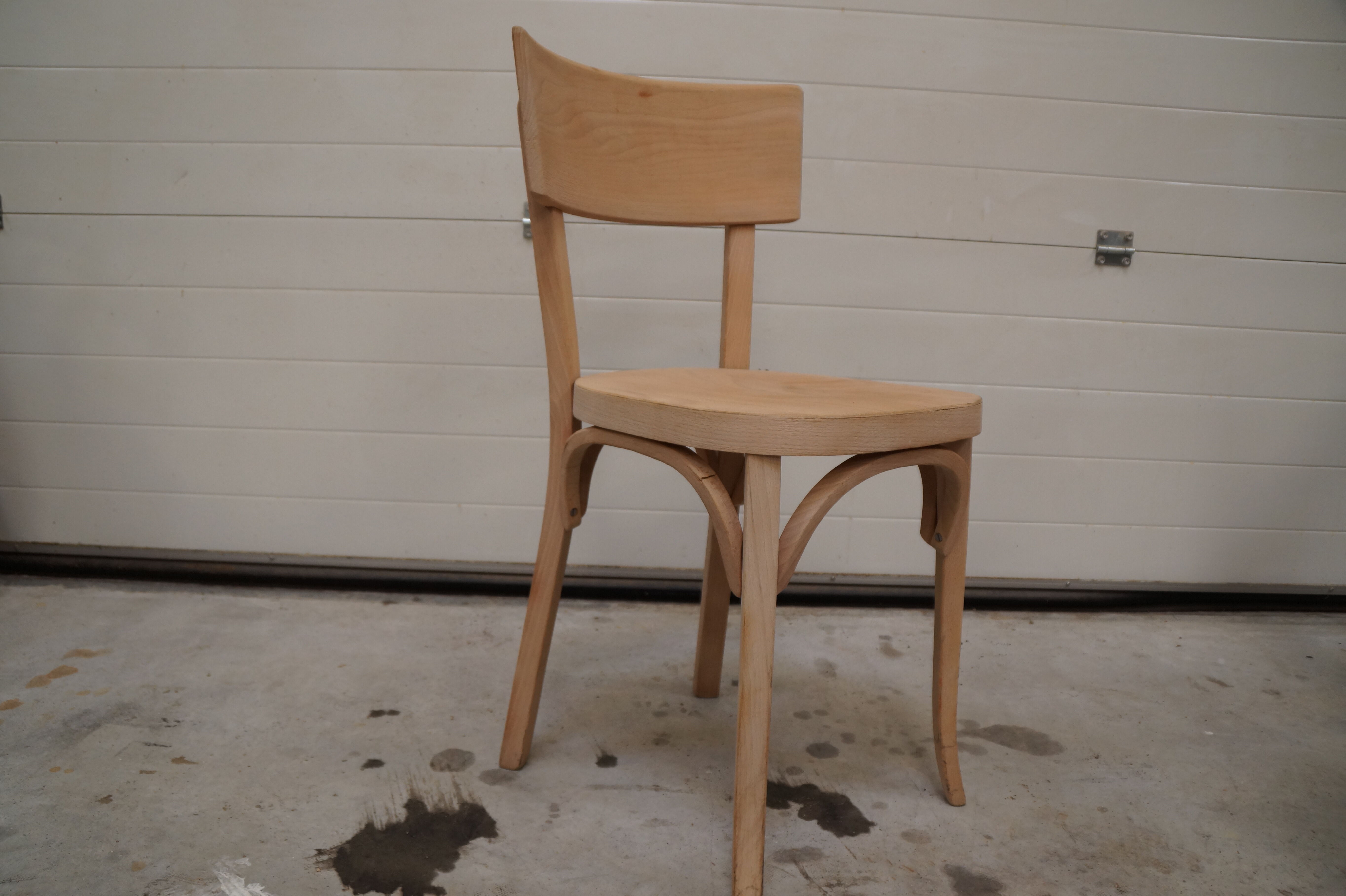 4 chaises baumann vintage en bois brut