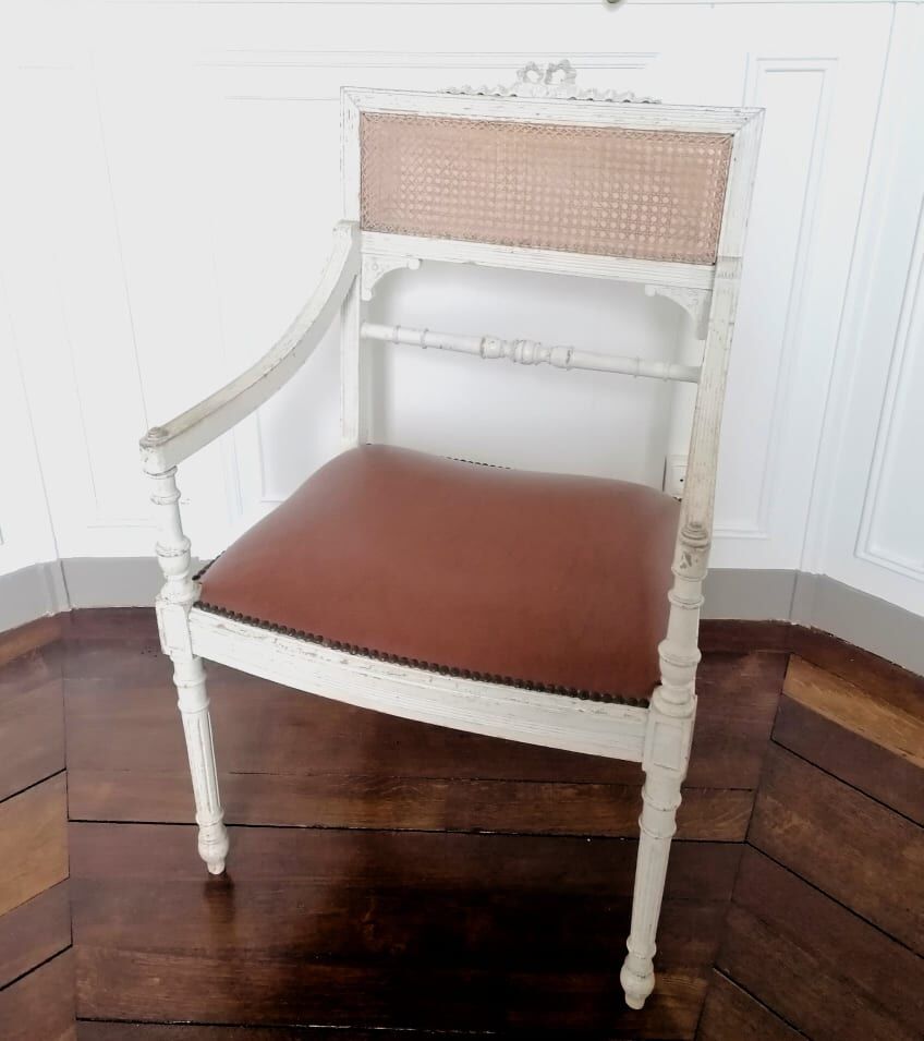 Louis XV style canned armchair lacquered wood