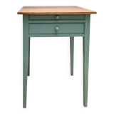 Table d’appoint vintage en chêne et peinte en vert, restaurée