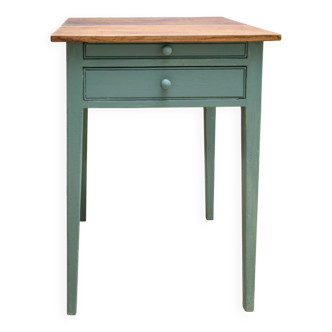 Table d’appoint vintage en chêne et peinte en vert, restaurée