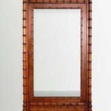 19th Century French Pine Faux Bamboo Mirrored Cabinet