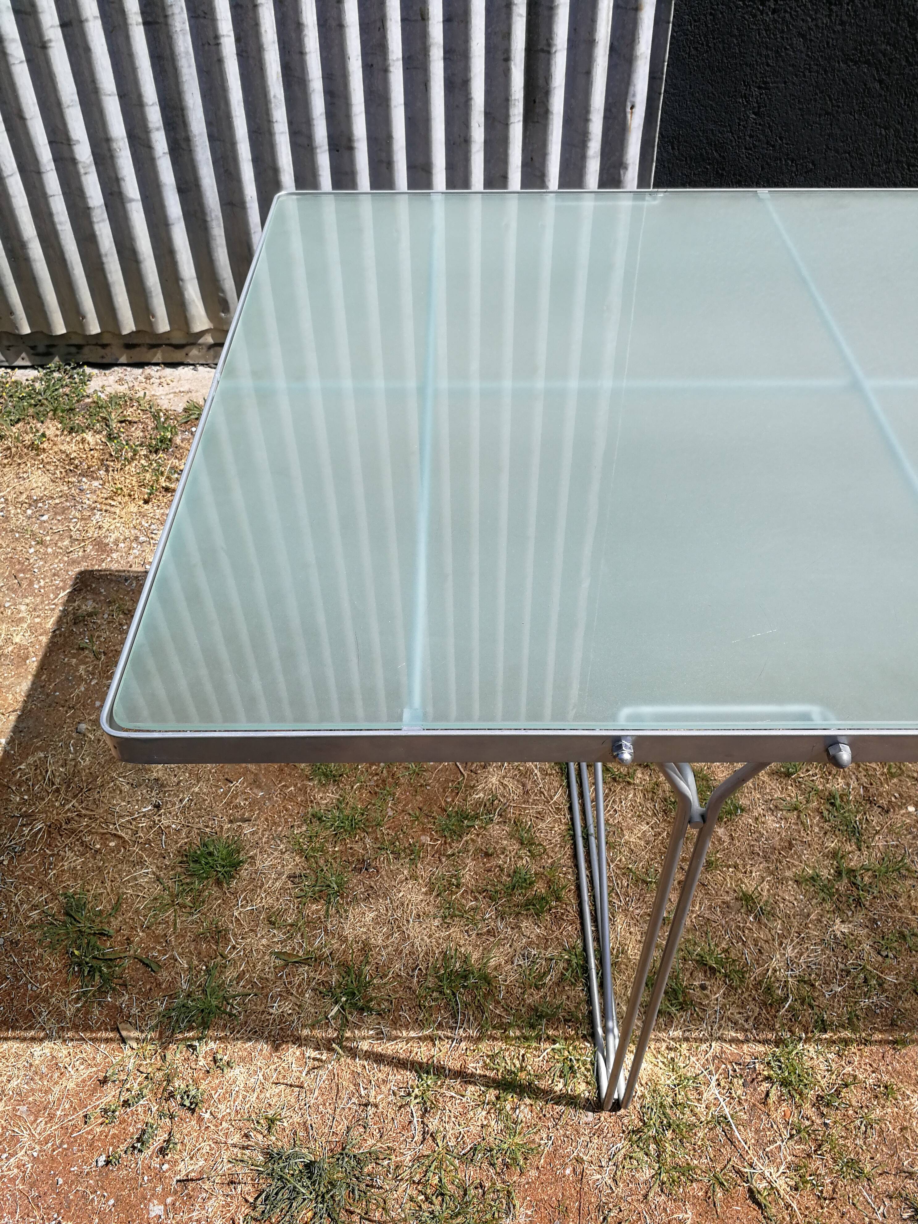 Moment glass and metal table by Niels Gammelgaard for Ikea