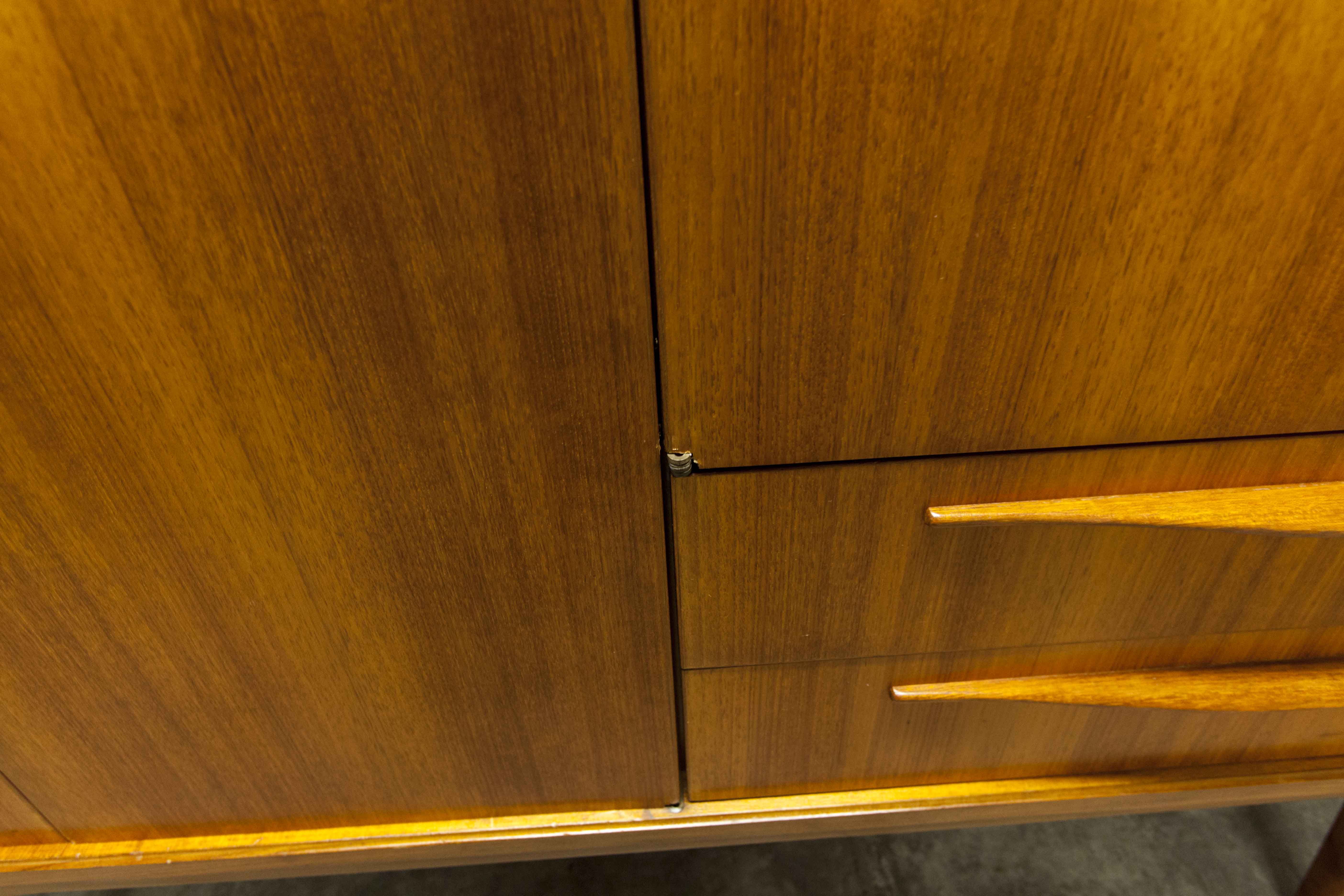 Scandinavian teak cabinet 4 doors 2+1 drawers wardrobe 1960