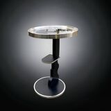 Vintage side table in glass, wood and aluminum