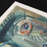 Mixed technique Art brut signed Kabian (Jean-Baptiste) 50X65 cm - 19.68X25