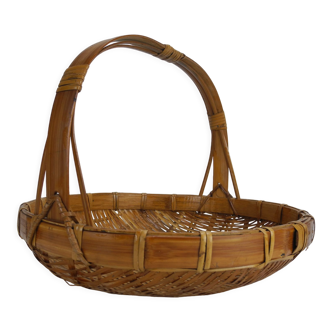 Old bamboo rattan basket basket vintage decoration 70s