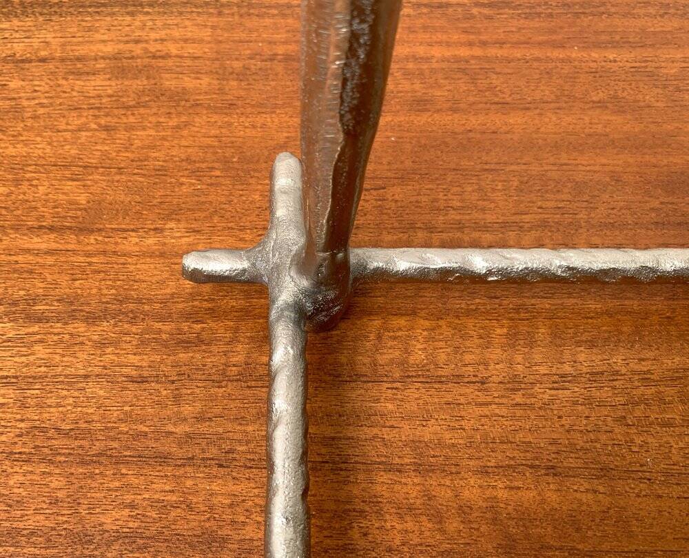 Brutalist sculptural cast aluminium candlestick Danish