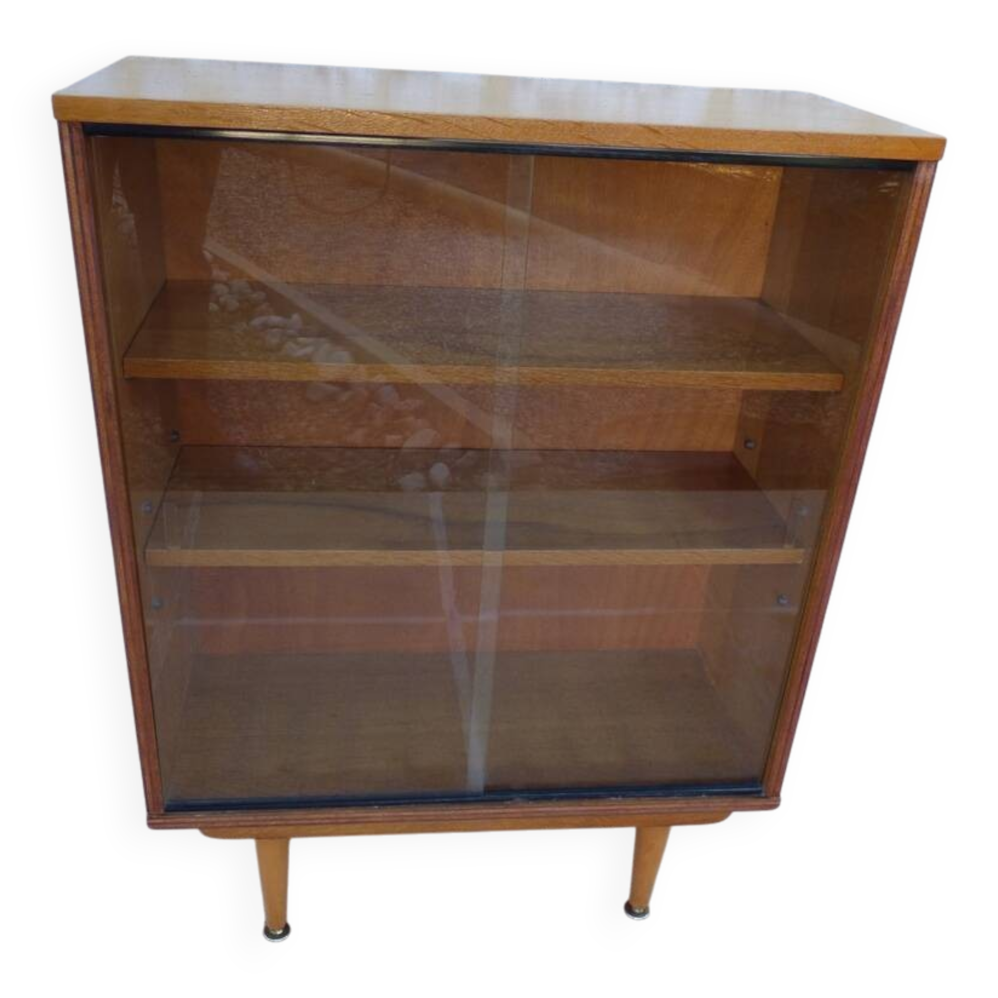 Storage unit, display cabinet with sliding glass doors, Scandinavian style