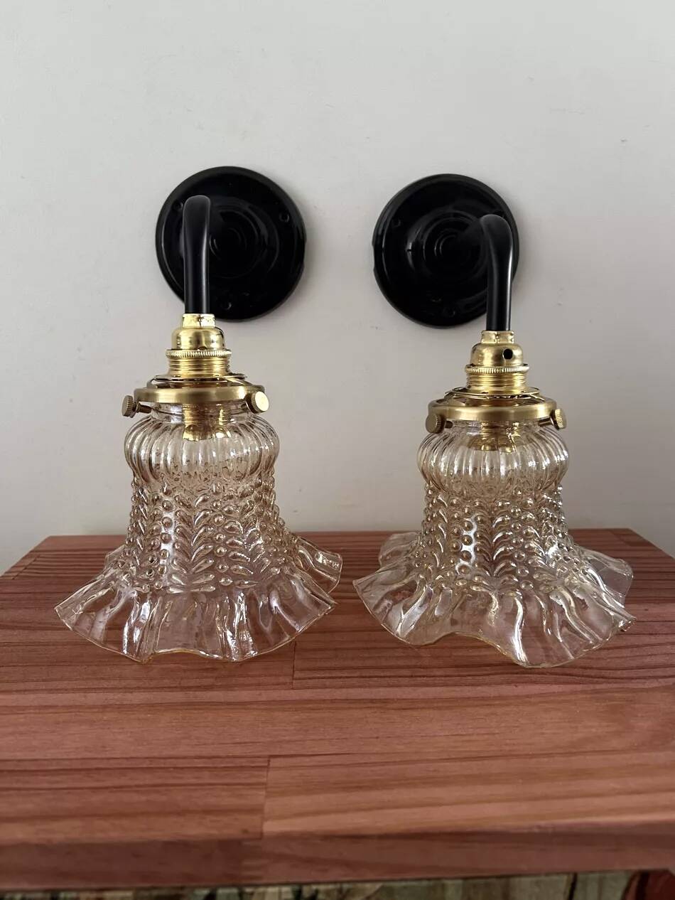 Vintage glass wall sconces