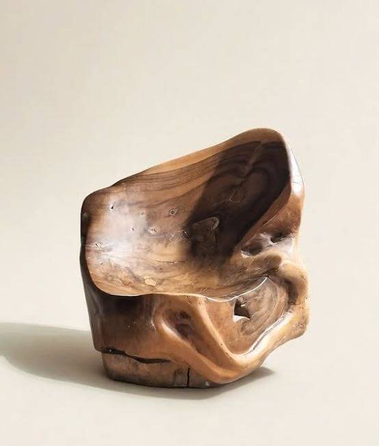 Olive wood sculpture armchair