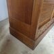Antique 1950s double sliding door filing cabinet with curtains