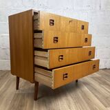 Commode scandinave 4 tiroirs vintage en teck, années 60