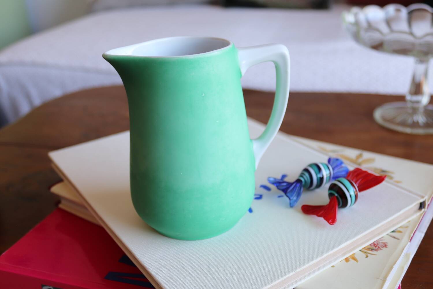 Bavarian porcelain matte green milk jug