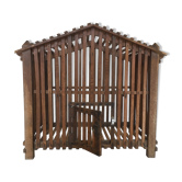 Cage à oiseaux des arts populaires en bois, des années 40