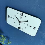 Vintage formica clock rectangular silent wall clock "Odo blue black"