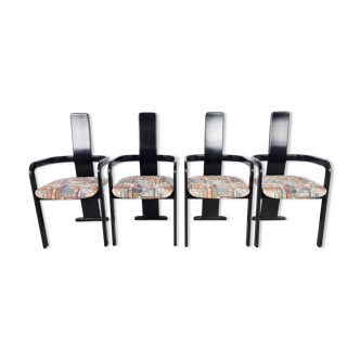 Ensemble de 4 chaises de salle à manger italiennes postmodernes vintage, années 1980