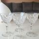 Lot 4 x White wine glasses with flared necks. Crisscross/water drop patterns..