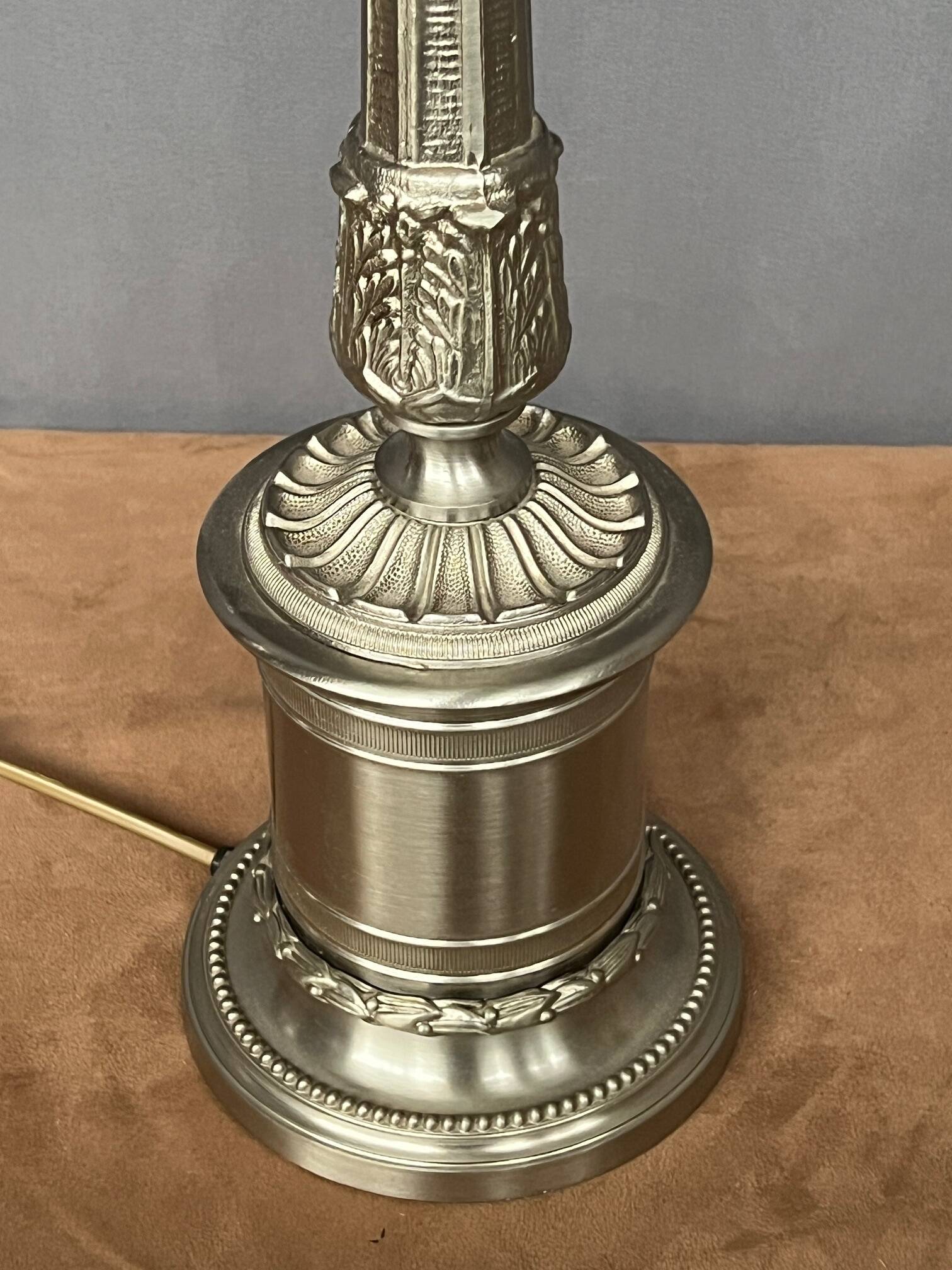 Table lamp. Solid silvered metal.