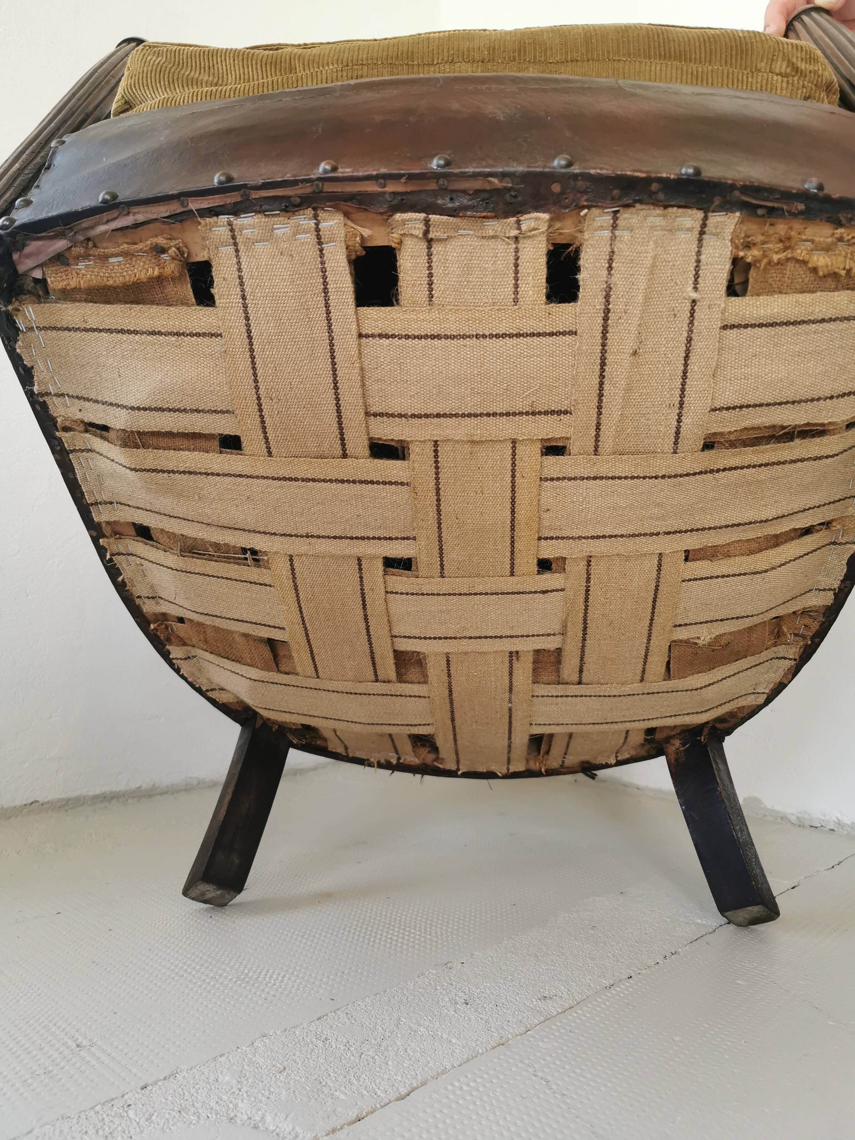 Art Deco studded leather club chair