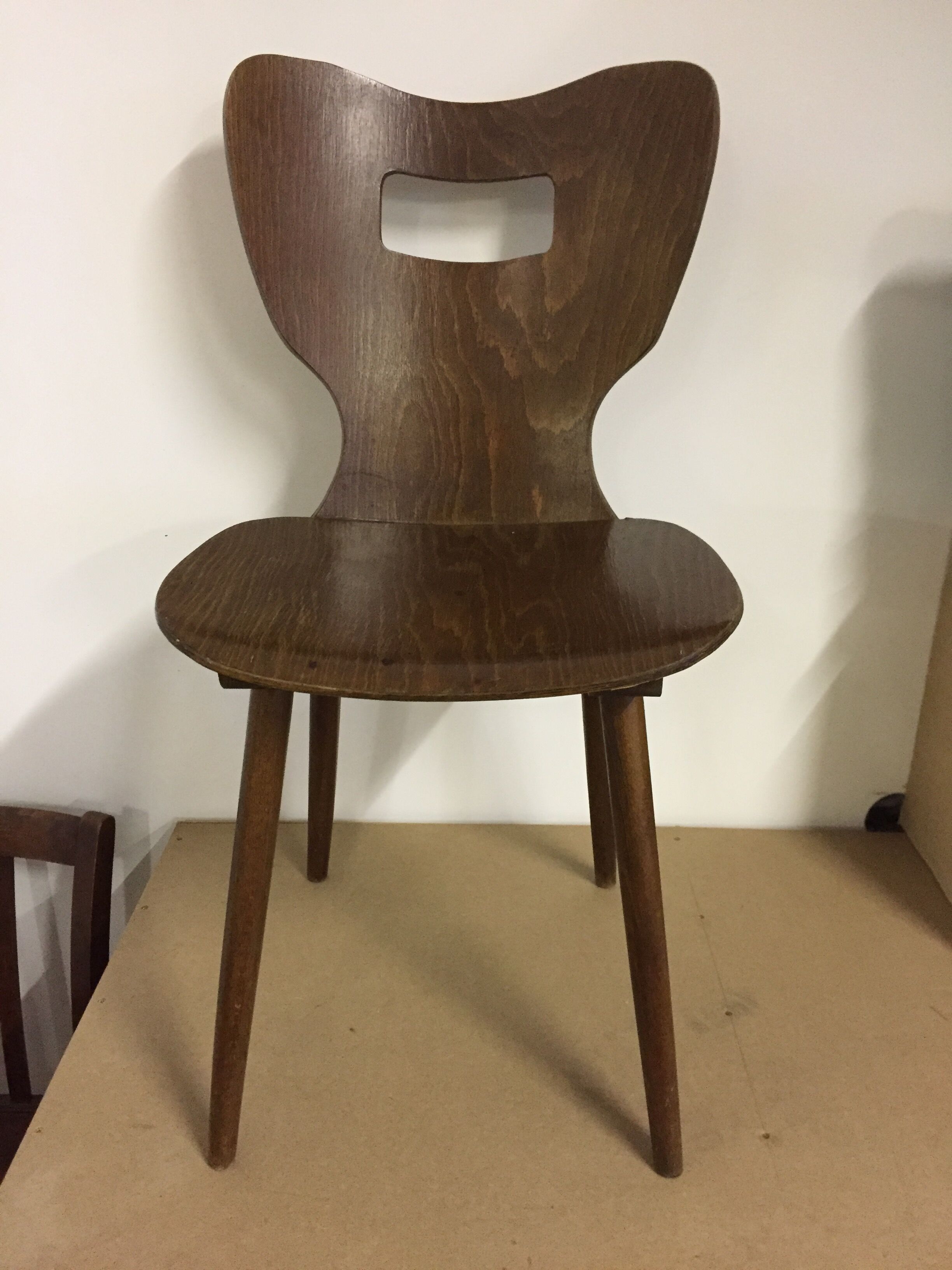 Chaise bistrot Baumann en hêtre années 50