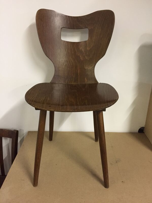 Chaise bistrot Baumann en hêtre années 50