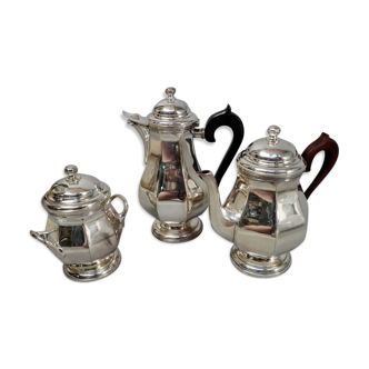 Coffee and tea service silver metal 3 pieces