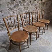 Set of 4 Fischel bentwood bistro chairs, Czechoslovakia, circa 1930–1950.