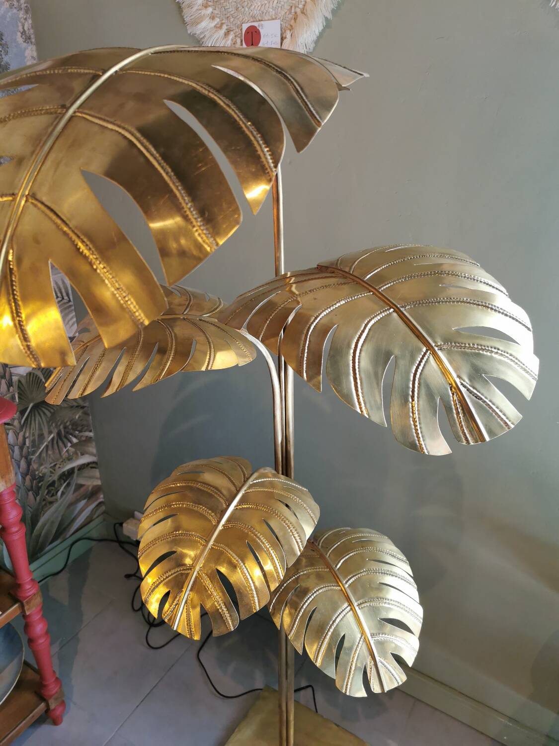 Solid brass plant-shaped floor lamp