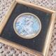 Miniature Romantic scene in gilded wood and velvet