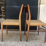 Pair of teak and rope chairs from the 60s