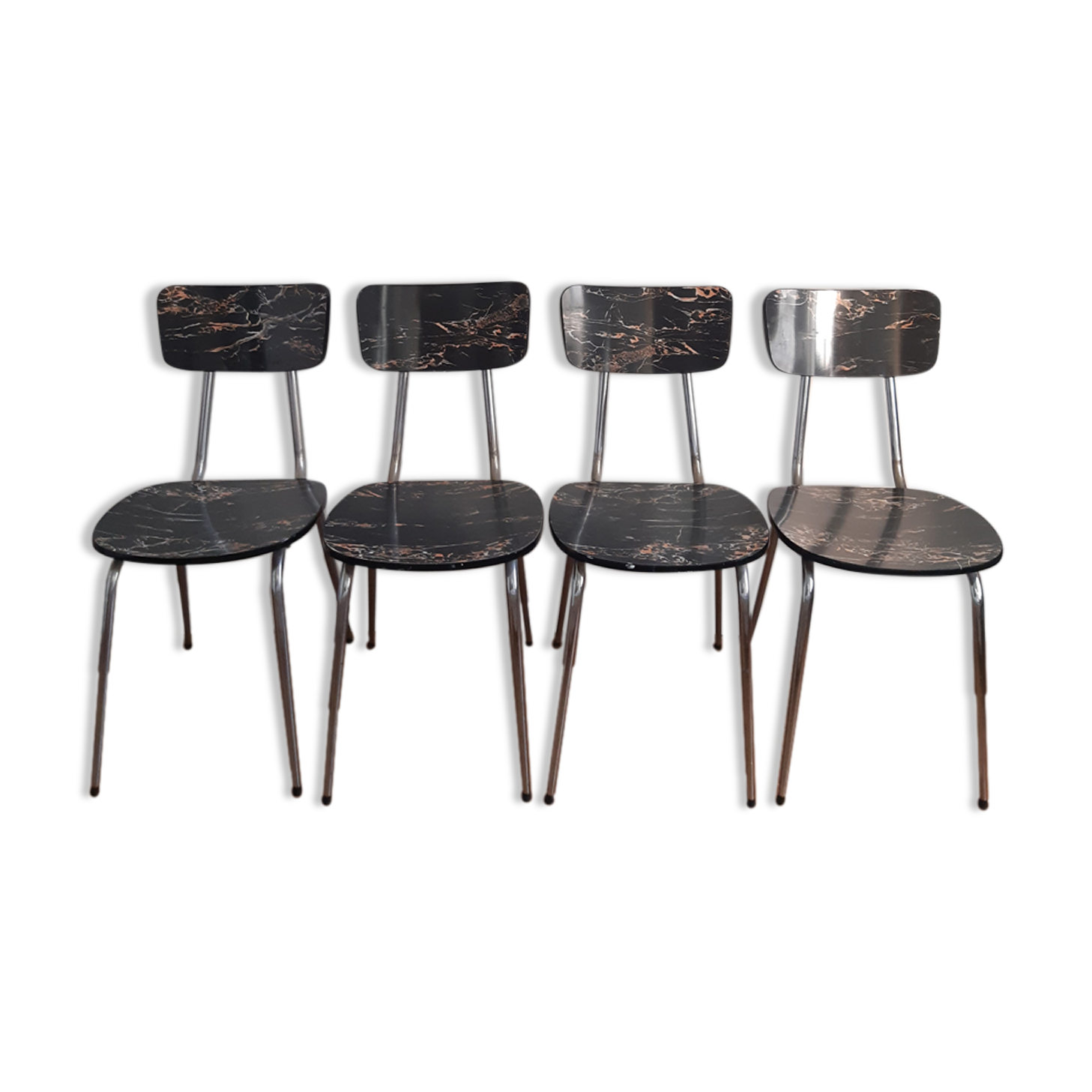 Set of 4 formica chairs signed roc