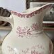 Large ironstone jug St Amand Anemone, antique pitcher