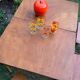 Old suitcase, table and stools, vintage wooden picnic