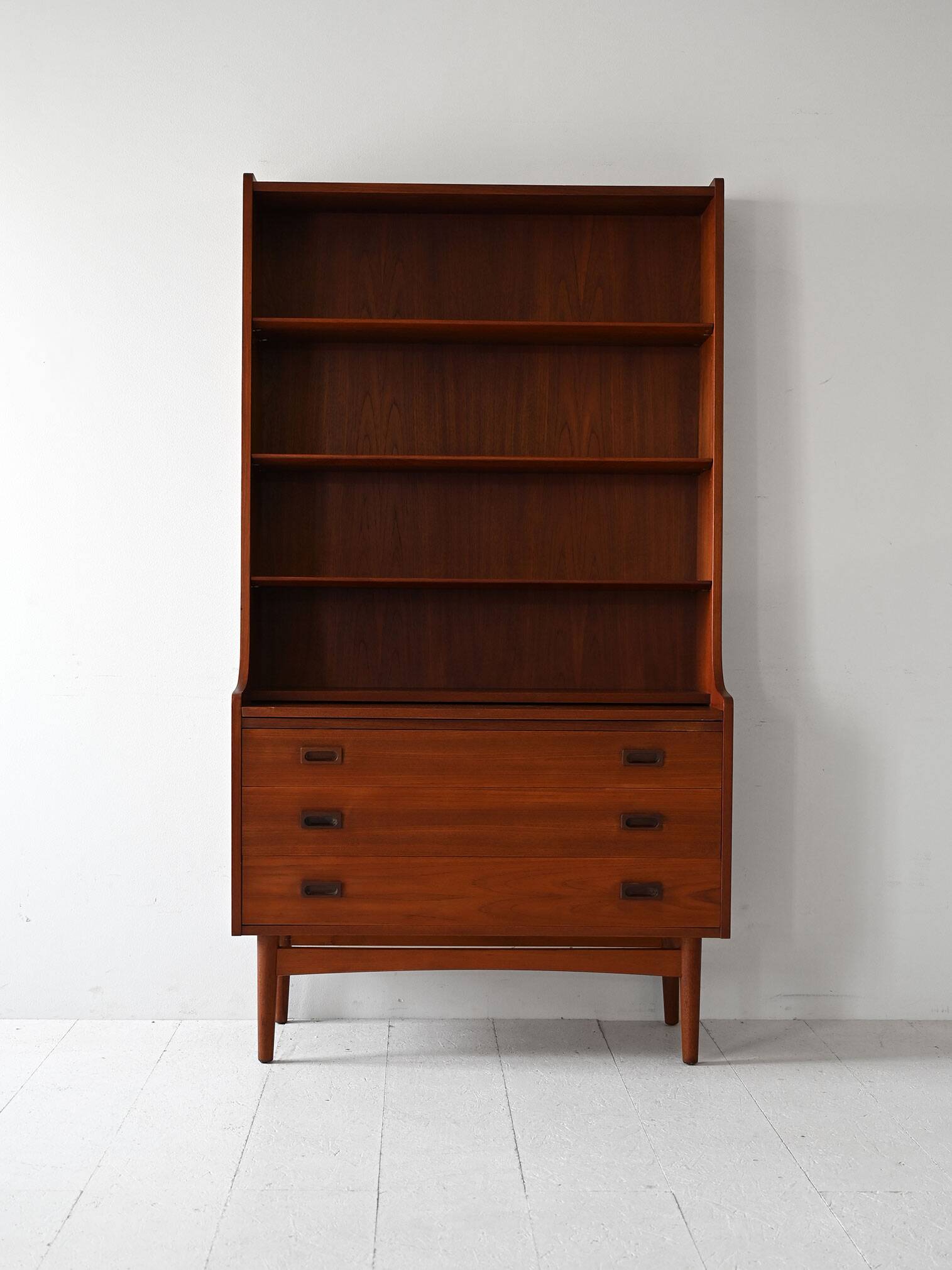Danish teak 1950s bookcase with drawers