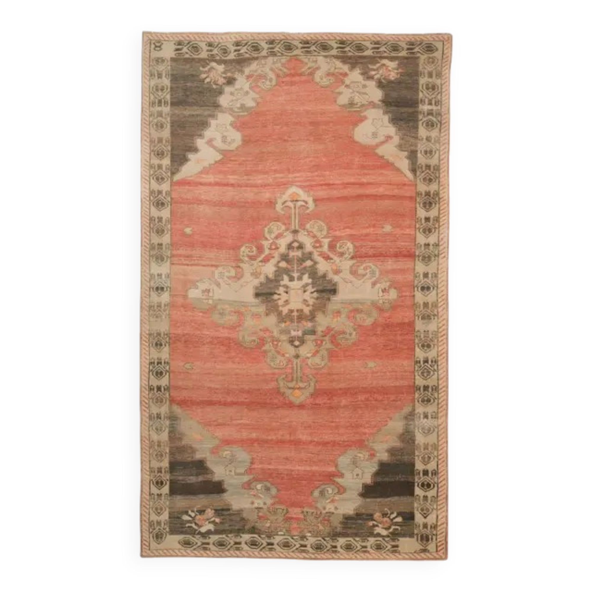1970s Vintage Turkish Oushak Handmade Wool Cotton Red Area Rug 235x392