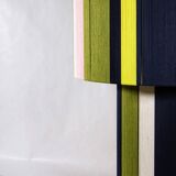Lampe en fils de coton bleu marine, vert olive et jaune, "L'Elégante"