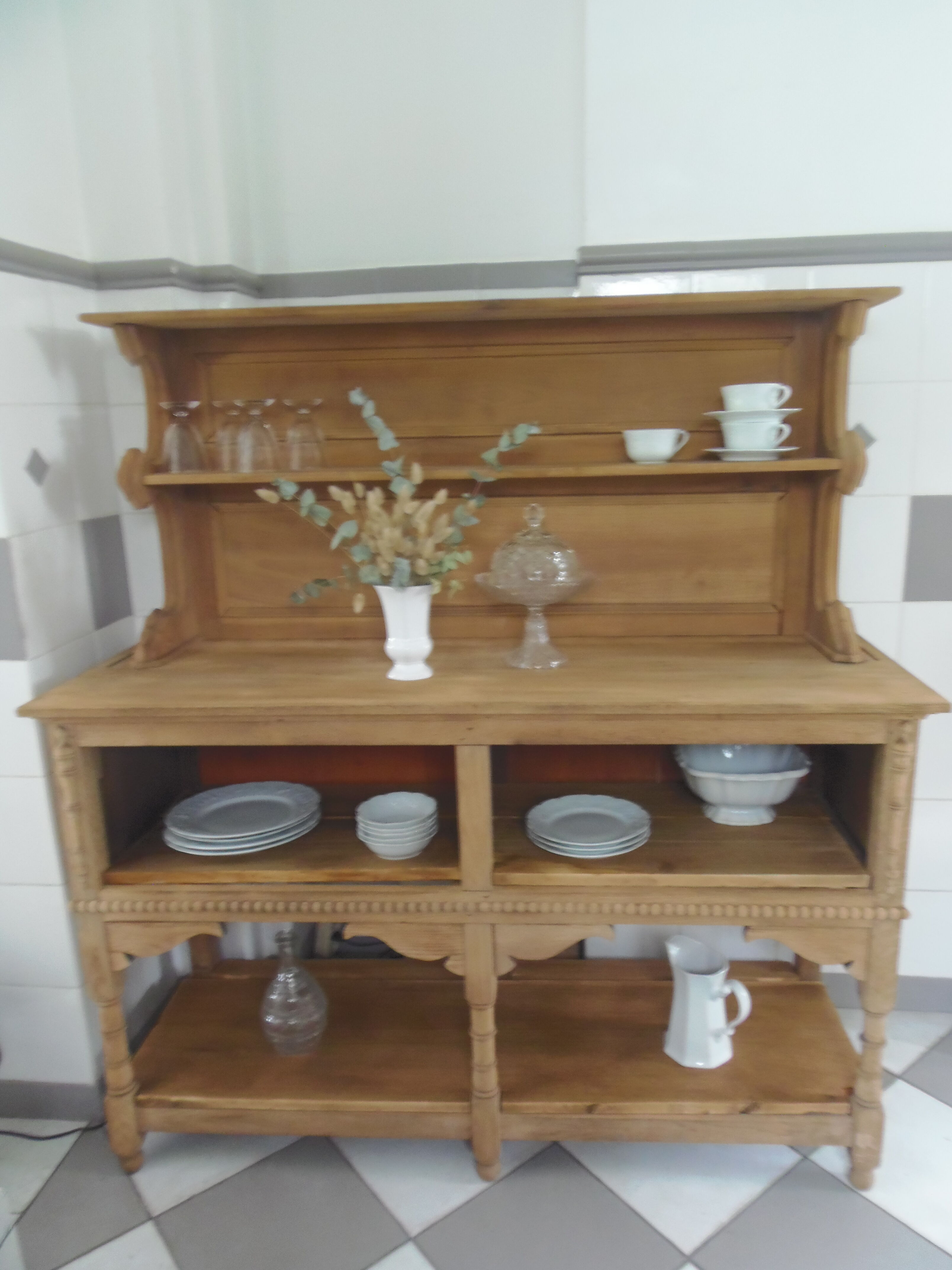 Furniture of trade, vintage service the bottom in oak the top in walnut.