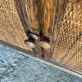 Vintage rattan bookcase 70s