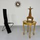 Antique 60s Hollywood Regency gilded and twisted wood table, pedestal table